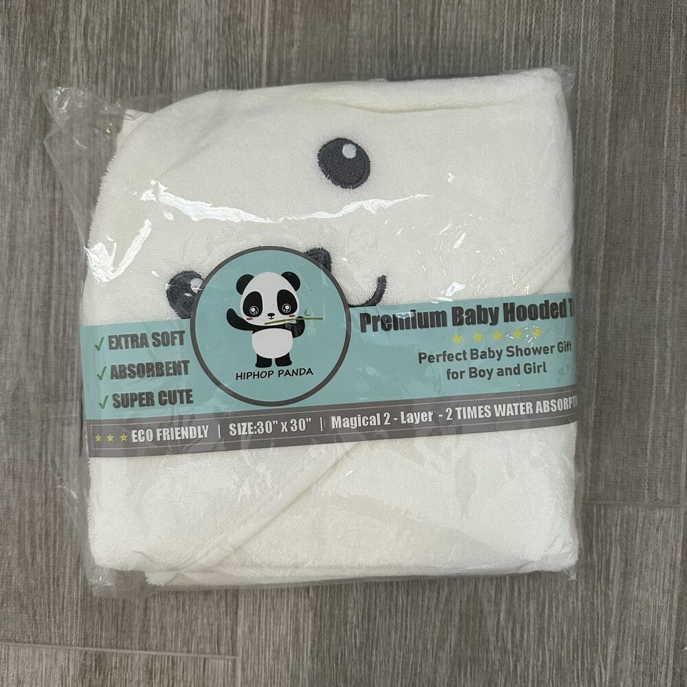 Hip Hop Panda Hooded Premium Baby Towel, 30" X 30", Unisex ~ NEW SEALED